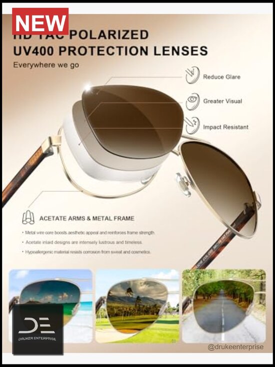 Polarized Sunglasses – Acetate Arms, UV400, Lightweight, Flattering Fit main image 6